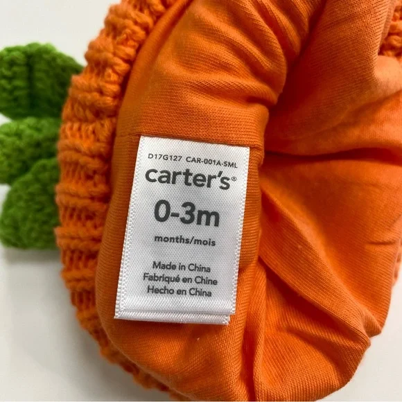 Carter's Baby Halloween Jack-O-Lantern Pumpkin Knit Hat and Booties Set - Picture 4 of 7